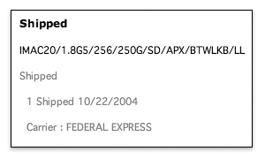 iMac G5 Shipping Notice